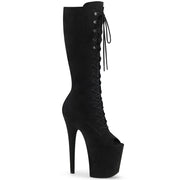 Pleaser FLAMINGO-2051FS Platform Knee High Boot (Black Faux Suede/Black Faux Suede)