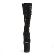 Pleaser FLAMINGO-2051FS Platform Knee High Boot (Black Faux Suede/Black Faux Suede)