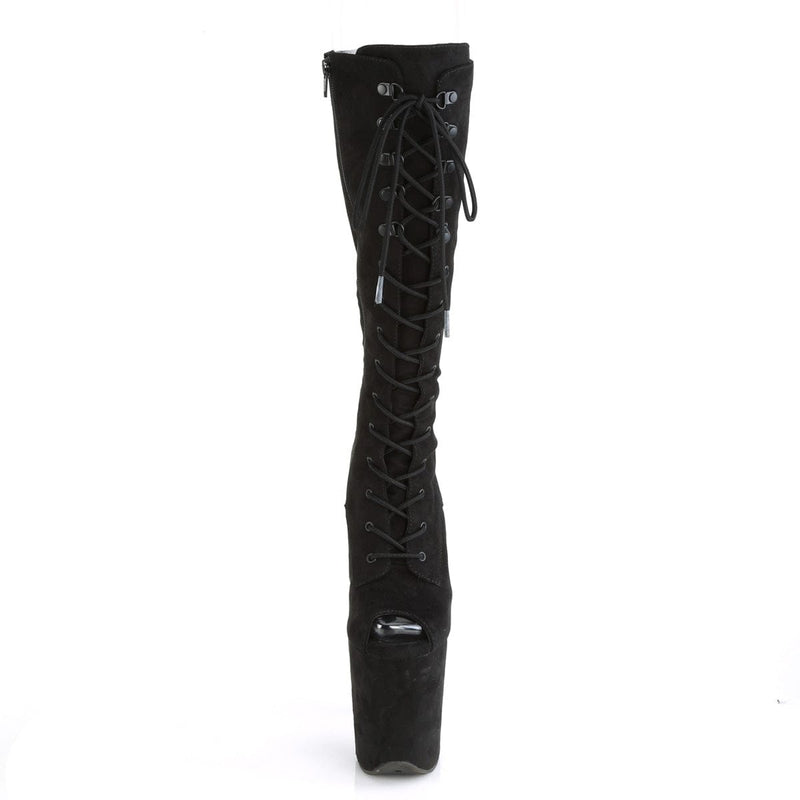 Pleaser FLAMINGO-2051FS Platform Knee High Boot (Black Faux Suede/Black Faux Suede)