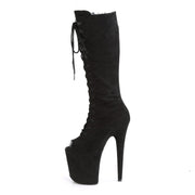 Pleaser FLAMINGO-2051FS Platform Knee High Boot (Black Faux Suede/Black Faux Suede)