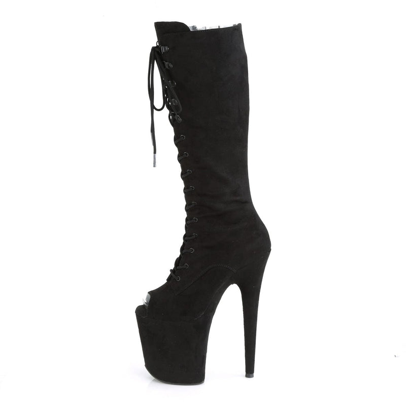 Pleaser FLAMINGO-2051FS Platform Knee High Boot (Black Faux Suede/Black Faux Suede)