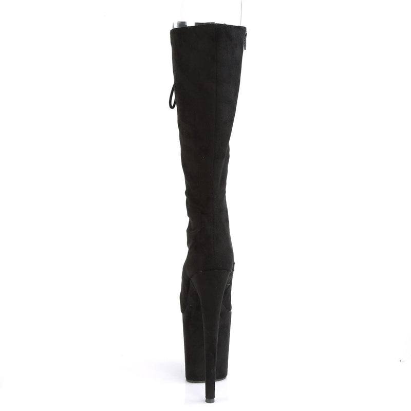 Pleaser FLAMINGO-2051FS Platform Knee High Boot (Black Faux Suede/Black Faux Suede)