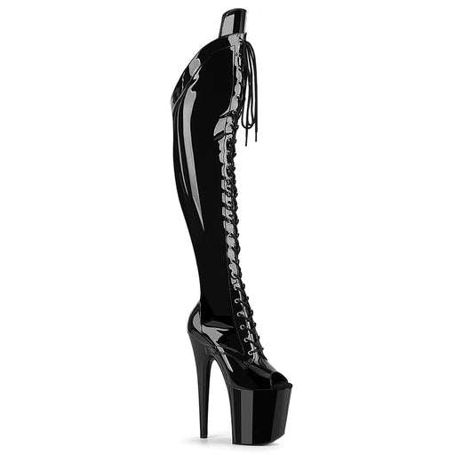 Pleaser FLAMINGO-3016 Black Patent/Black Over-the-knee Boot