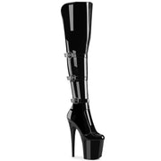 Pleaser FLAMINGO-3018 Platform Knee High Boot (Black Stretch Patent/Black) 5