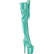 Pleaser FLAMINGO-3020GP Platform Thigh High Boot (Aqua Glitter Patent/M) 5