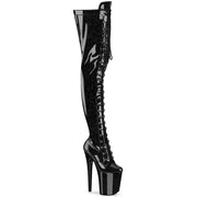 Pleaser FLAMINGO-3020GP Platform Thigh High Boot (Black Glitter Patent/M)