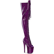 Pleaser FLAMINGO-3021GP Platform Thigh High Boot (Purple Glitter Patent/M)