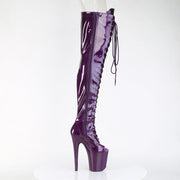 Pleaser FLAMINGO-3021GP Platform Thigh High Boot (Purple Glitter Patent/M)