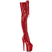 Pleaser FLAMINGO-3021GP Platform Thigh High Boot (Red Glitter Patent/M)