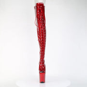 Pleaser FLAMINGO-3021GP Platform Thigh High Boot (Red Glitter Patent/M)