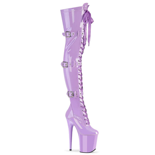 Pleaser FLAMINGO-3028 Platform Thigh High Boot (Lavender Stretch Patent/Lavender)
