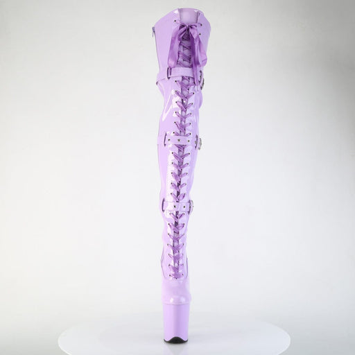 Pleaser FLAMINGO-3028 Platform Thigh High Boot (Lavender Stretch Patent/Lavender)