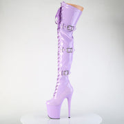 Pleaser FLAMINGO-3028 Platform Thigh High Boot (Lavender Stretch Patent/Lavender)