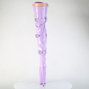 Pleaser FLAMINGO-3028 Platform Thigh High Boot (Lavender Stretch Patent/Lavender)