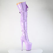 Pleaser FLAMINGO-3028 Platform Thigh High Boot (Lavender Stretch Patent/Lavender)
