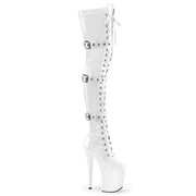 Pleaser FLAMINGO-3028 Platform Thigh High Boot (White Stretch Patent/White) 6