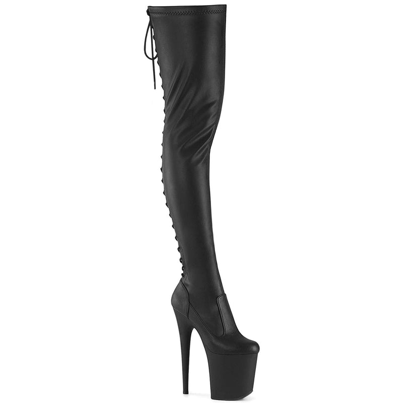 Pleaser FLAMINGO-3850 Platform Thigh High Boot (Black Stretch Faux Leather/Black Matte) 5