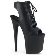 Pleaser FLAMINGO-800-20 Platform Ankle Boot (Black Faux Leather/Black Matte)