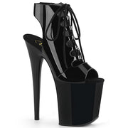 Pleaser FLAMINGO-800-20 Platform Ankle Boot (Black Patent/Black)