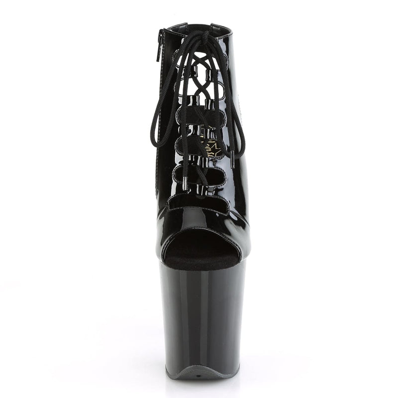 Pleaser FLAMINGO-800-20 Platform Ankle Boot (Black Patent/Black)