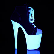 Pleaser FLAMINGO-800SK-02 Platform Sneaker (Black Canvas/Neon White)