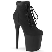 Pleaser FLAMINGO-800TL-02 Platform Ankle Boot (Black Nubuck Faux Leather/Black Matte)