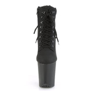 Pleaser FLAMINGO-800TL-02 Platform Ankle Boot (Black Nubuck Faux Leather/Black Matte)