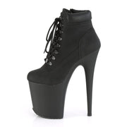 Pleaser FLAMINGO-800TL-02 Platform Ankle Boot (Black Nubuck Faux Leather/Black Matte)
