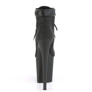 Pleaser FLAMINGO-800TL-02 Platform Ankle Boot (Black Nubuck Faux Leather/Black Matte)