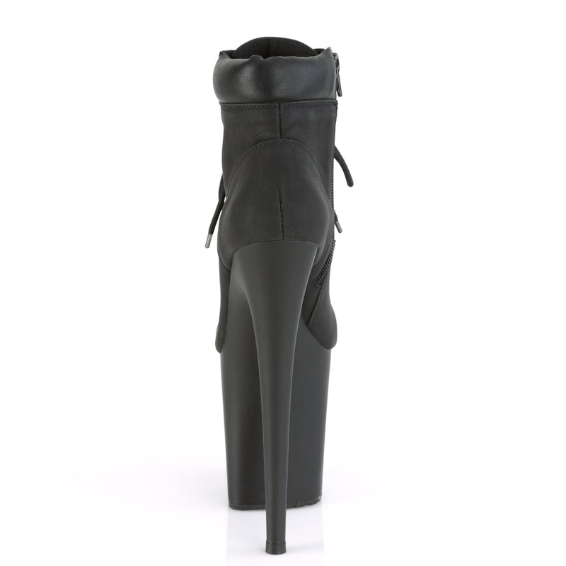 Pleaser FLAMINGO-800TL-02 Platform Ankle Boot (Black Nubuck Faux Leather/Black Matte)