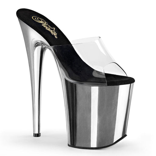 Pleaser FLAMINGO-801 Platform Slide (Clear/Silver Chrome) 5