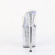 Pleaser FLAMINGO-801G Platform Slide (Clear/Silver Multi Glitter)
