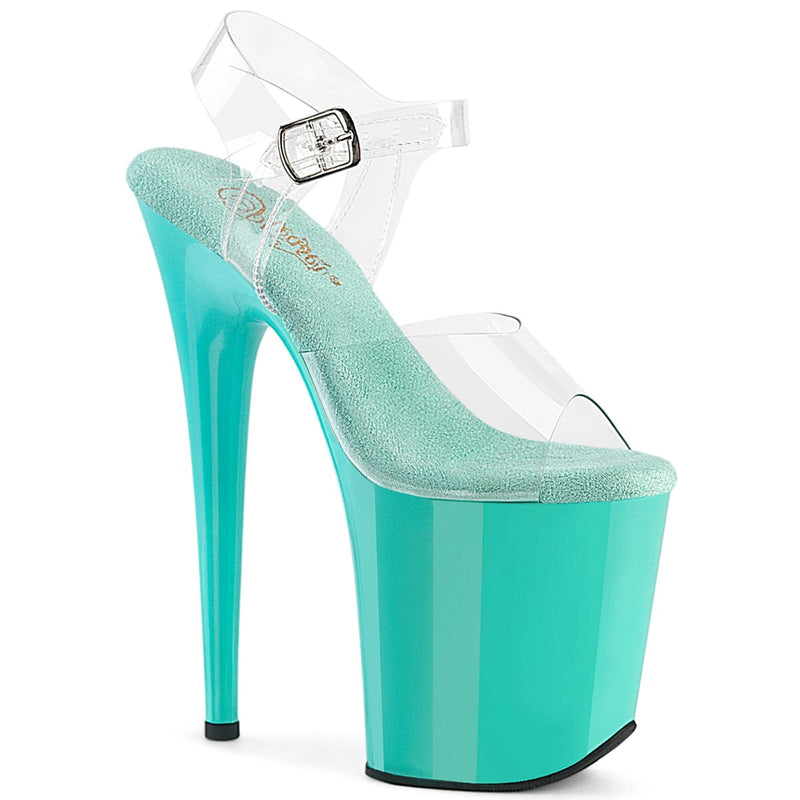 Pleaser FLAMINGO-808 Platform Sandal (Clear/Aqua)