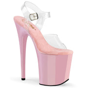Pleaser FLAMINGO-808 Platform Sandal (Clear/Baby Pink) 5