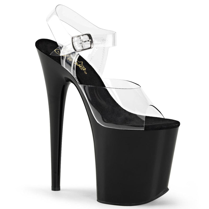 Pleaser FLAMINGO-808 Platform Sandal (Clear/Black) 5