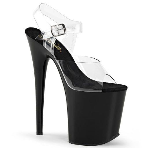 Pleaser FLAMINGO-808 Platform Sandal (Clear/Black) 5