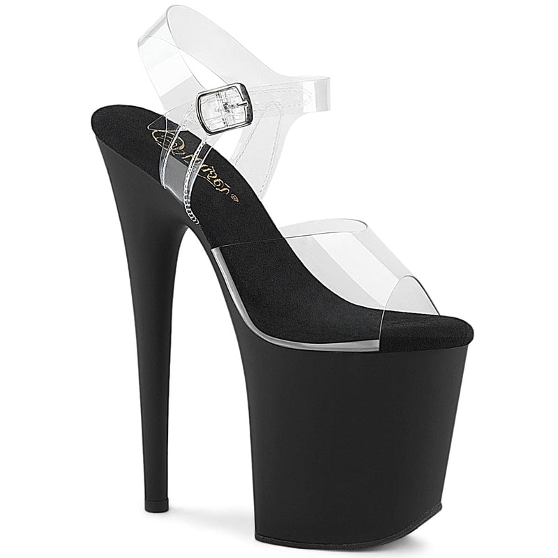 Pleaser FLAMINGO-808 Platform Sandal (Clear/Black Matte)