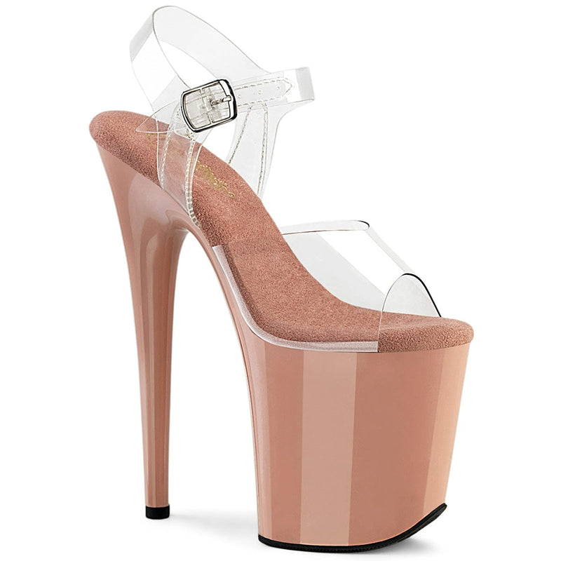 Pleaser FLAMINGO-808 Platform Sandal (Clear/Blush)
