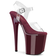 Pleaser FLAMINGO-808 Platform Sandal (Clear/Burgundy)