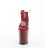 Pleaser FLAMINGO-808 Platform Sandal (Clear/Burgundy)