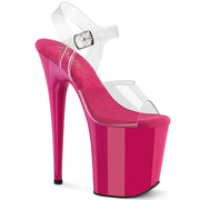 Pleaser FLAMINGO-808 Platform Sandal (Clear/Hot Pink)