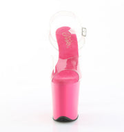 Pleaser FLAMINGO-808 Platform Sandal (Clear/Hot Pink)