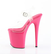 Pleaser FLAMINGO-808 Platform Sandal (Clear/Hot Pink)
