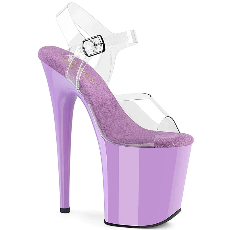 Pleaser FLAMINGO-808 Platform Sandal (Clear/Lavender)