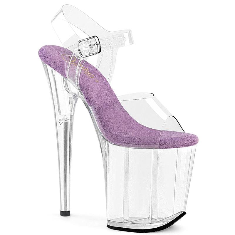 Pleaser FLAMINGO-808 Platform Sandal (Clear-Lavender/Clear)