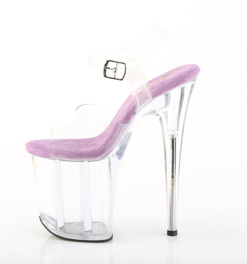 Pleaser FLAMINGO-808 Platform Sandal (Clear-Lavender/Clear)