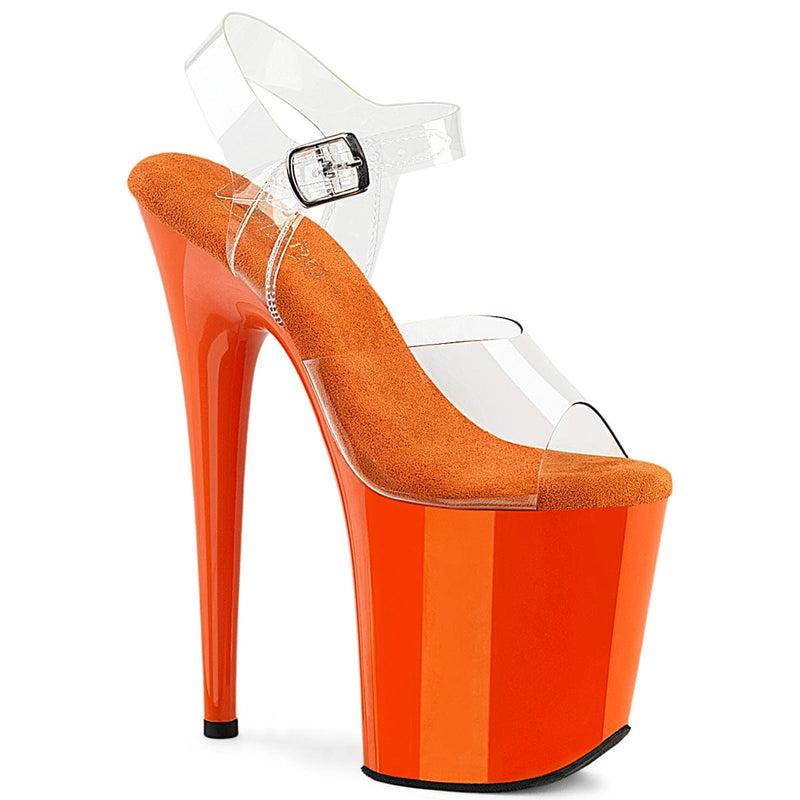 Pleaser FLAMINGO-808 Platform Sandal (Clear/Orange)