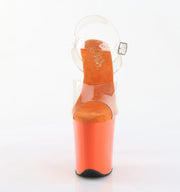 Pleaser FLAMINGO-808 Platform Sandal (Clear/Orange)
