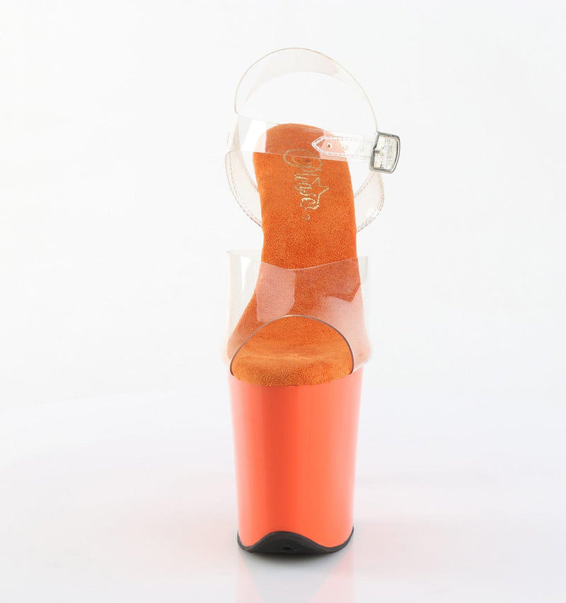 Pleaser FLAMINGO-808 Platform Sandal (Clear/Orange)
