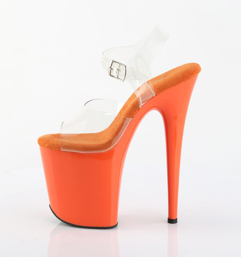 Pleaser FLAMINGO-808 Platform Sandal (Clear/Orange)